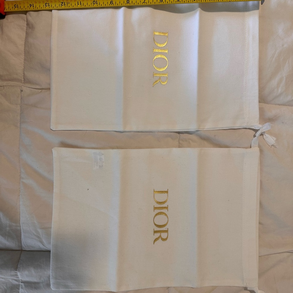 Dior White Dust Bags with Gold Logo